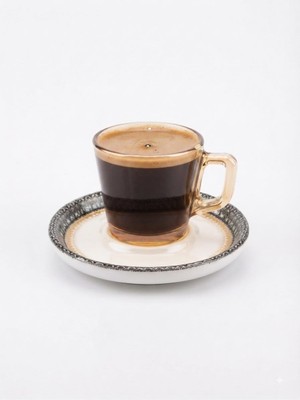 altabi Kahve Takımı Seramik Tabaklı Cam Espresso Türk Kahvesi 80 cc