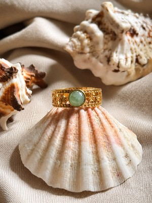 Store By Dilara Gaia Vintage Gold Yüzük – Yeşil Taşlı Kadın Yüzüğü