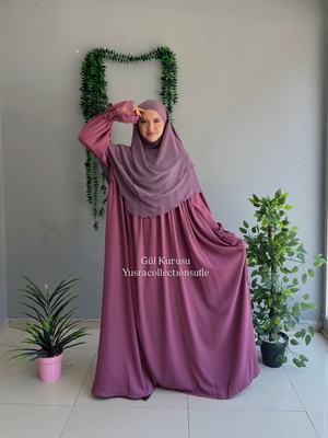 Yüsra Collection Erva Abaya ve Kısa Sufle 2'li Takım