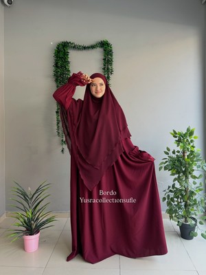 Yüsra Collection Tesettür Erva Abaya ve Uzun Sufle 2'li Takım