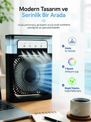 Aslanoğlu Store Masaüstü Püskürtmeli Serinletici Fan 5 Sisleme, 3 Fan Hızı, 7 Renk Ambiyans Işığı