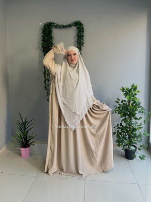 Yüsra Collection Tesettür Erva Abaya ve Uzun Sufle 2'li Takım