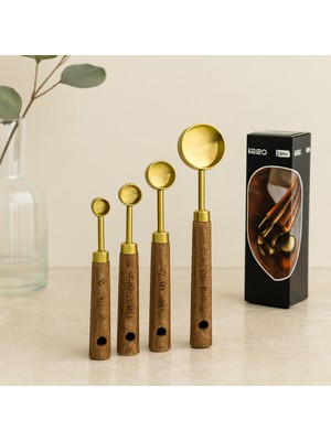 Aslanoğlu Store Altın Renk Metal 4'lü Ölçü Kaşık Seti (15ML, 5ml, 2.5ml, 1.25ML)