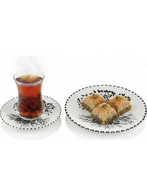 altabi Seramik Tatlı Tabaklı Çay Seti 18 Parça 6 Kişilik