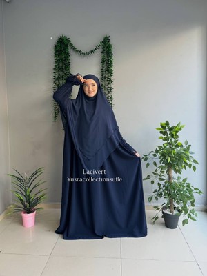 Yüsra Collection Tesettür Erva Abaya ve Uzun Sufle 2'li Takım