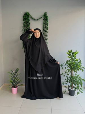 Yüsra Collection Tesettür Erva Abaya ve Uzun Sufle 2'li Takım