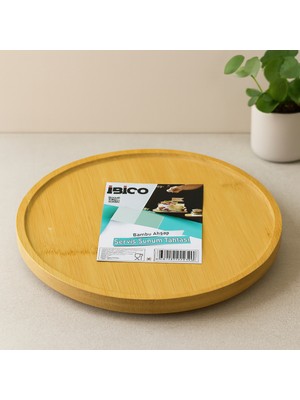 Aslanoğlu Store Bambu Yuvarlak Sunum Tepsisi 24.5 cm Ayaklı