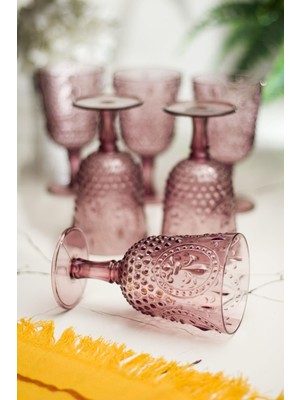 Aslanoğlu Store Akrilik Mürdüm 6'lı Kadeh & Su Meşrubat Kahve Yanı Bardağı 450 ml ( Cam Değildir )