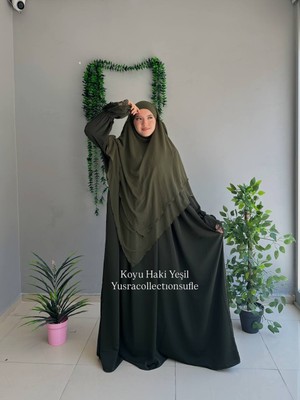 Yüsra Collection Tesettür Erva Abaya ve Uzun Sufle 2'li Takım