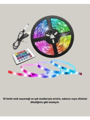 Aslanoğlu Store Müziğe Duyarlı Renkli Smart Şerit LED Işık USB Bağlantılı Ambiyans Aydınlatma