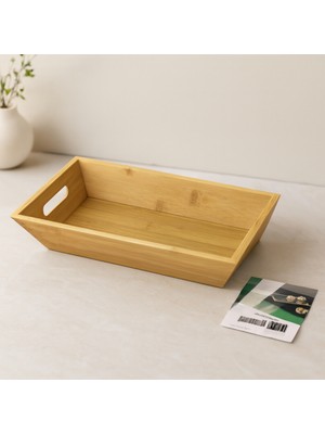 Aslanoğlu Store Bambu Dikdörtgen Sunum Tepsisi 16X30X4.5 cm (Çift Kulplu)