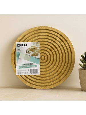 Aslanoğlu Store Yuvarlak 28 cm Bambu Servis Sunum Tahtası - Çift Taraflı (Düz ve Kanallı)