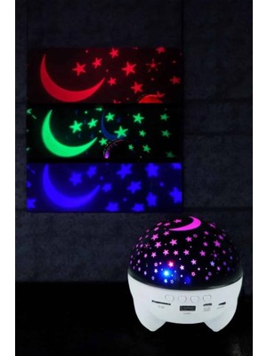 Aslanoğlu Store Yıldız Yansıtmalı Projeksiyon Gece Lambası Şarjlı Taşınabilir