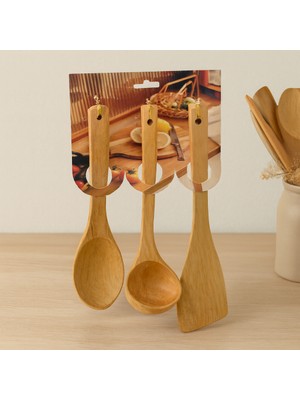 Aslanoğlu Store Bambu Ahşap Mutfak Servis Seti 3 Parça (27/27/32 Cm)
