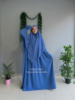 Yüsra Collection Tesettür Erva Abaya ve Uzun Sufle 2'li Takım