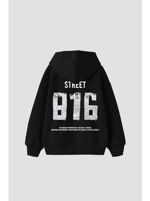 Tarzsokak Street 816 Baskılı Oversize Unisex Premium Siyah