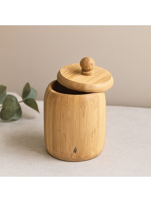 Aslanoğlu Store Kapaklı Ahşap Bambu Şekerlik 7.5 x 8.5 cm