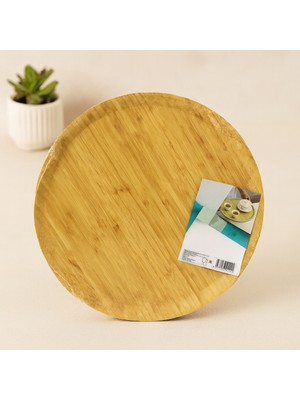 Aslanoğlu Store 38 cm Yuvarlak Bambu Servis Tepsisi Sunum Tahtası