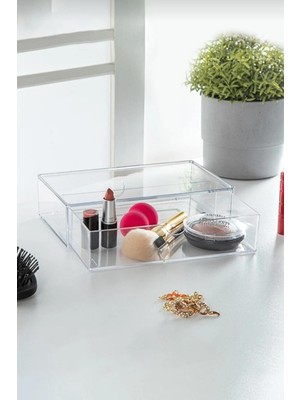 Aslanoğlu Store Şeffaf Çekmece Makyaj Takı Organizeri Düzenleyici 10×18×4 cm