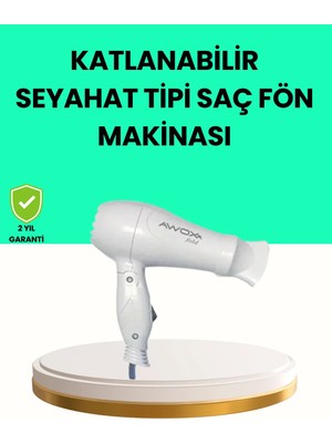 Aslanoğlu Store Katlanabilir Seyahat Tipi Saç Kurutma Makinesi Çift Kademeli Ayar