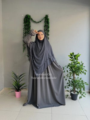 Yüsra Collection Tesettür Erva Abaya ve Uzun Sufle 2'li Takım