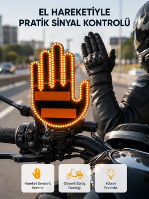 Aslanoğlu Store 176 LED Amber Renkli El Hareketiyle Kontrol Edilen Motosiklet Dönüş Sinyali