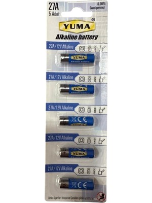 Aslanoğlu Store Yuma 27A MN27 V27A V27GA 12 Volt Alkalin Pil 5’li Paket