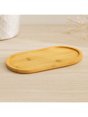 Aslanoğlu Store Oval Bambu Yağdanlık Altlık Ahşap Mini Tepsi 20X10X0.8 cm