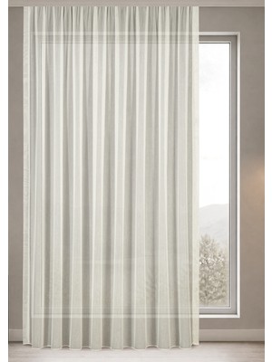 Gauze Fabric Design Lüks Ipeksi Dokulu Simli Bambu Kırışmaz Ütü Gerektirmez Ekru 100 x 190 Seyrek Pile (1 x 2) Yüksek Kaliteli Tül Perde