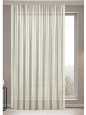 Gauze Fabric Design Lüks Ipeksi Dokulu Simli Bambu Kırışmaz Ütü Gerektirmez Krem 100 x 170 Pilesiz (1 x 1) Yüksek Kaliteli Tül Perde