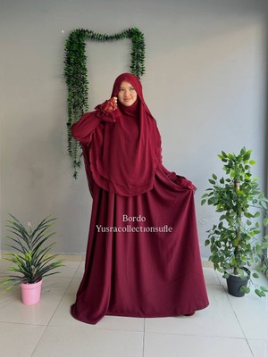 Yüsra Collection Tesettür Erva Abaya ve Gölgeli Sufle 2'li Takım