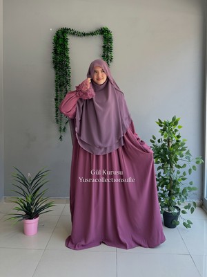 Yüsra Collection Tesettür Erva Abaya ve Gölgeli Sufle 2'li Takım