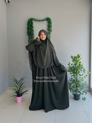 Yüsra Collection Tesettür Erva Abaya ve Gölgeli Sufle 2'li Takım