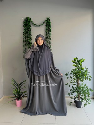 Yüsra Collection Tesettür Erva Abaya ve Gölgeli Sufle 2'li Takım