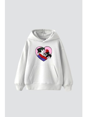 Tarzsokak Joker&harley Baskılı Oversize Unisex Premium Beyaz
