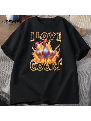 Tarzsokak Ben Aşk Cocks Roosters Komik Meme T Shirt Erkekler Kadınlar Komik Grafik T Shrts Çiftçi Tavuk 2908