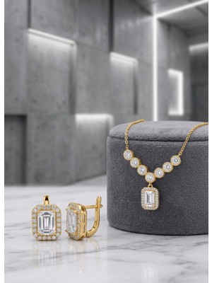 İlhan 925 Silver 925 Ayar Gümüş Pırlanta Baget Set
