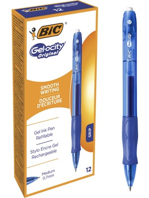1001 Gel-Ocity Original Jel Kalem, Mavi Jel Kalem 12'li Kutu, 0.7 Mm. Çizgi Genişliği , Yumuşak ve Ak