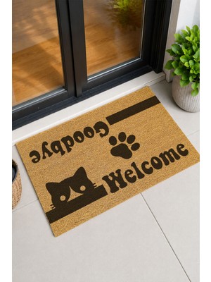Reflexa Kapı Önü Coco Paspas "welcome - Goodbye" Yazılı Kedi Desenli 60 x 40