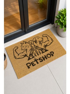 Reflexa Kapı Önü Coco Paspas "petshop" Yazılı Kaslı Köpek ve Kedi Desenli 60 x 40