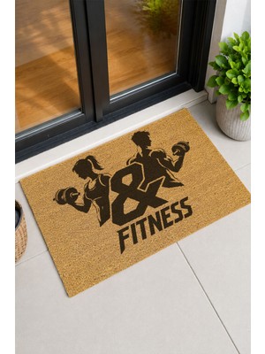 Reflexa Kapı Önü Coco Paspas "fitness" Yazılı Sporcu Kadın ve Erkek Desenli 60 x 40