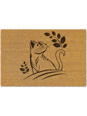 Reflexa Kapı Önü Coco Paspas Kedi ve Bitki Desenli 60 x 40