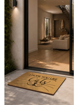 Reflexa Kapı Önü Coco Paspas "hope You Like Cats" Yazılı Kedi Desenli 60 x 40