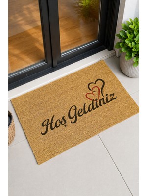 Reflexa Kapı Önü Coco Paspas "hoş Geldiniz" Yazılı Kırmızı Siyah Kalpli 60 x 40
