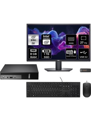 1001 Pro Micro QCM1250 Ultra 7 235T 8gb 1tb SSD 27" Monitör Fdos Mini Masaüstü Bilgisayar