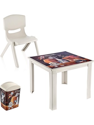 1001 3'lü Set Çocuk Masa Sandalye Takımı Latte Space 1-3 Yaş