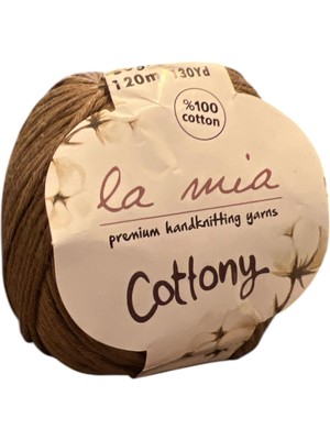 1001 La Mia Cottony Premium El Örgüsü İPI,%100 Pamuk, 50 gr / 120 Mt, Kahverengi