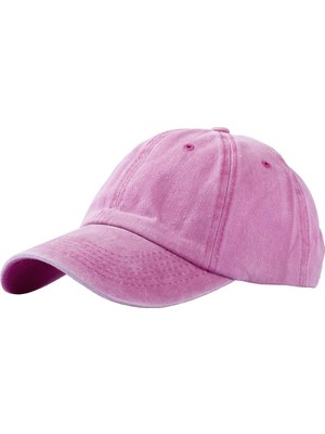 1001 Arel - Pembe Eskitme Kumaş Erkek Kadın Klasik Vintage Tarzı Yıkanmış Pamuklu Beyzbol Şapkası
