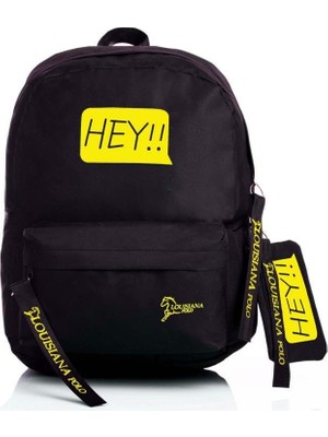 1001 Laptop Bölmeli Okul Çantası Hey!!! Siyah Sarı 1525
