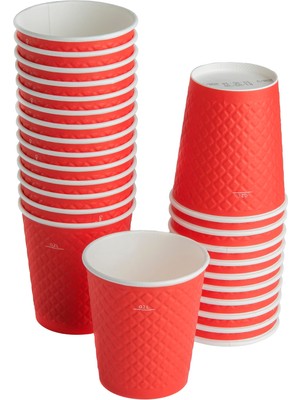 1001 25 Adet Kırmızı Tek Kullanımlık Çift Duvarlı Karton Bardağı 8 Oz, Küçük Kağıt Kahve Ba